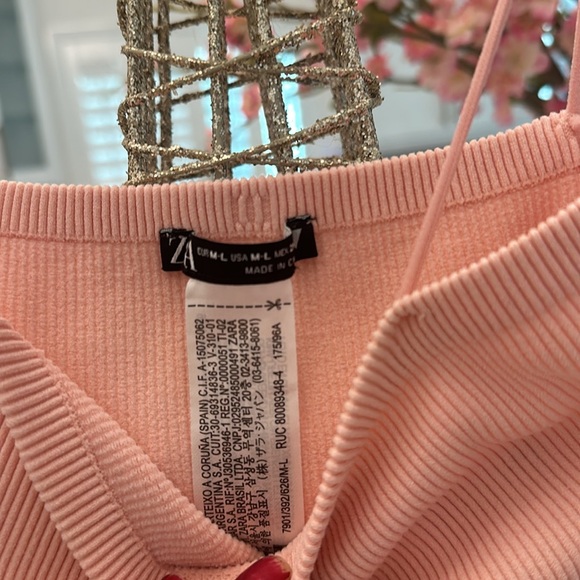 ZARA RIBBED PINK STRAPS BODYSUIT MEDIUM - Picture 3 of 3